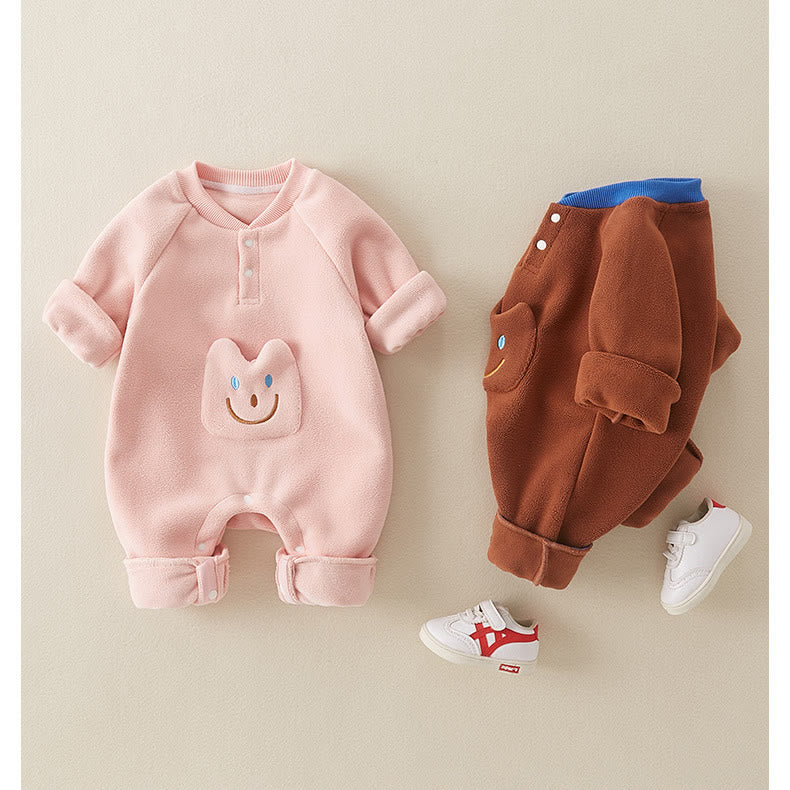 Baby Smile Fleece Cute Thick Romper