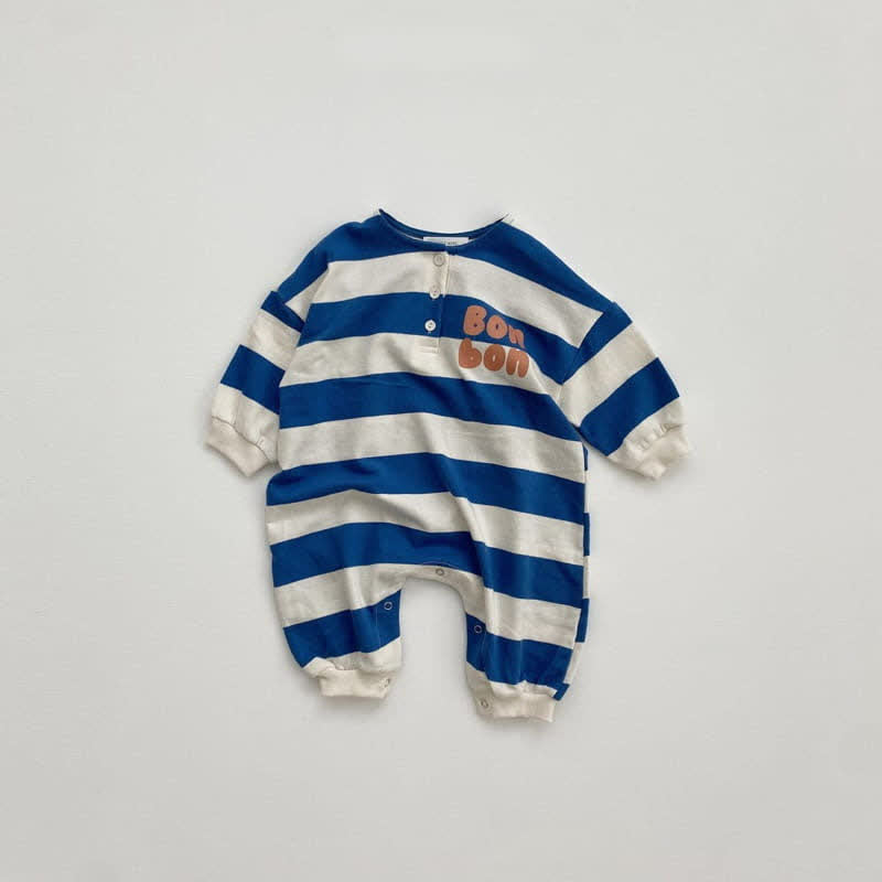 BON Baby Striped Crew Neck Romper