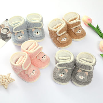 Baby Cartoon Bear Fleece Warm Floor Pre-walker Shoes