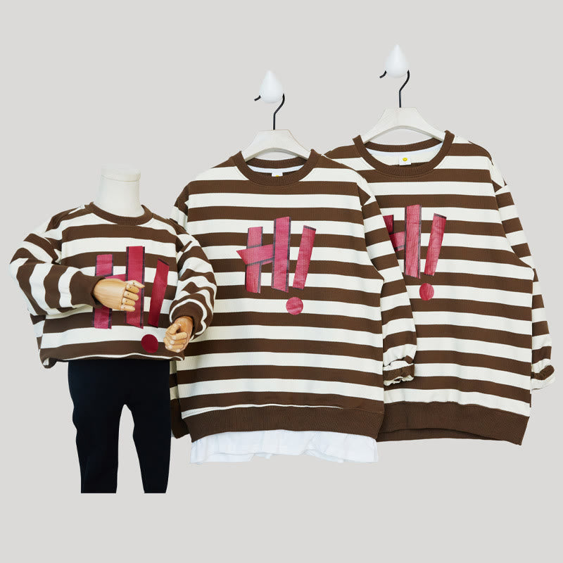 HI Family Matching Striped Fake 2 Pieces Sweatshirt