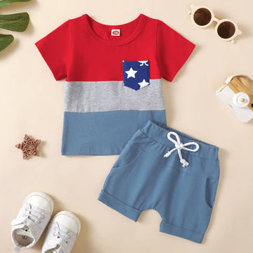 Baby Star Color Block Tee and Shorts Set