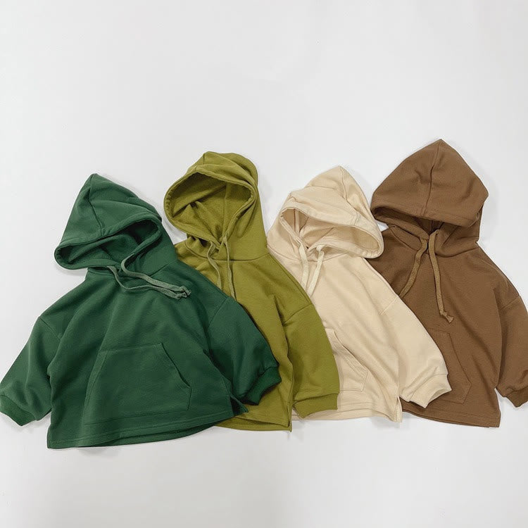 Toddler Casual Pocket Solid Color Hoodie