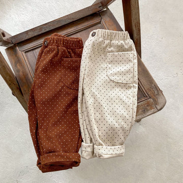 Baby Corduroy Dots Pocket Casual Pants