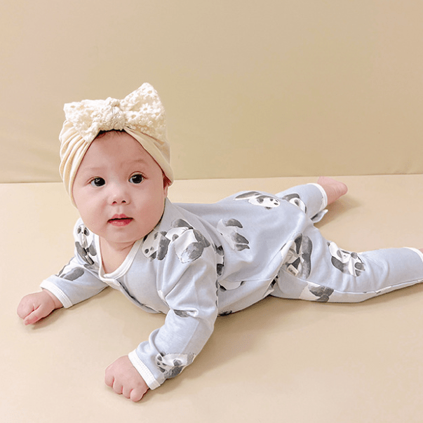 Baby Blue Panda Bamboo Cute Romper