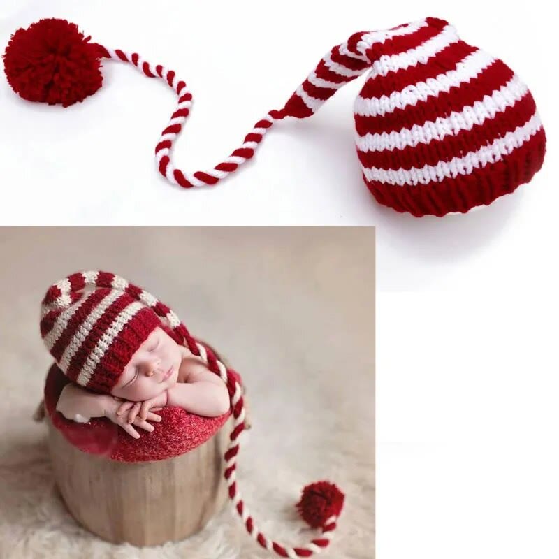 Newborn Photography Christmas Striped Beanie