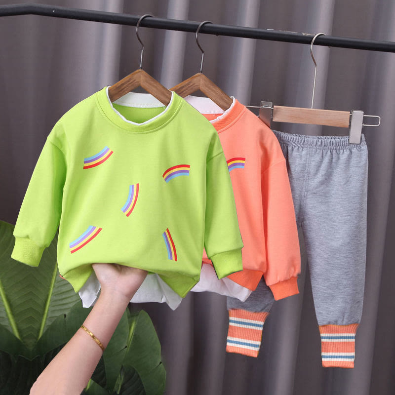 Baby Rainbow Casual Sweatsuit 2 Pieces Set