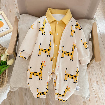 Baby Smile Giraffe Color Block Romper