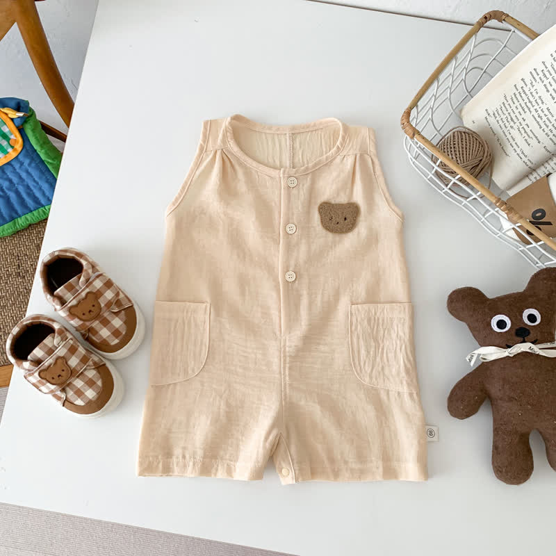 Baby Bear Plaid Crew Neck Romper