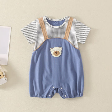 Baby Striped Bear Splicing Casual Romper