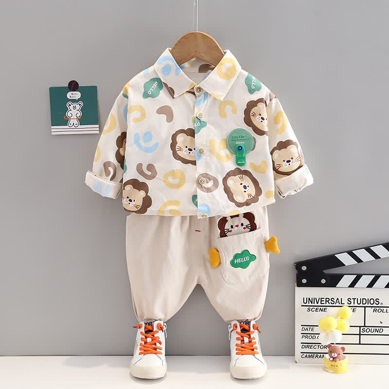 HELLO Baby Toddler Lion Shirt and Pants Set