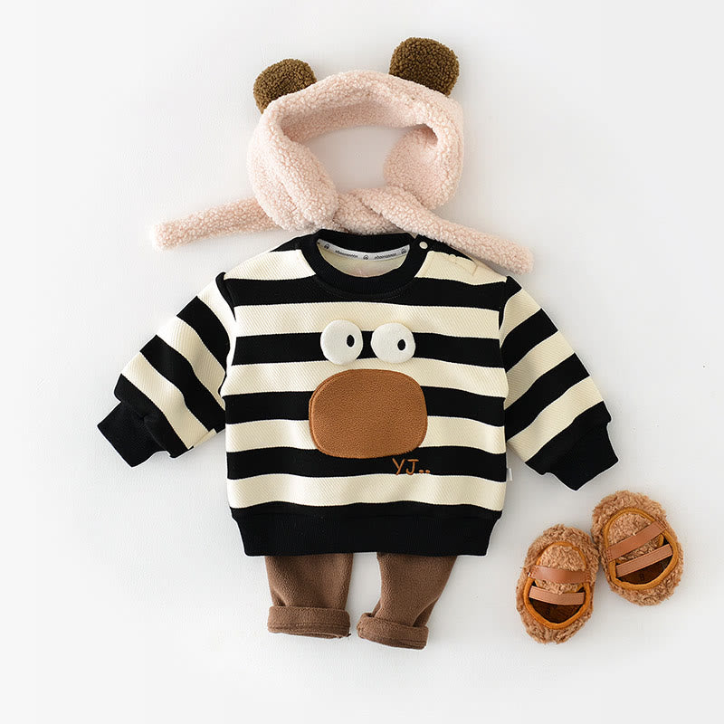 Baby Eyes Striped Fleece Lined Sweatshirt