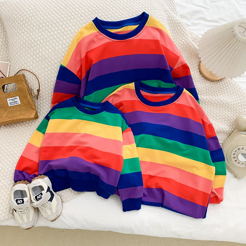 Family Matching Rainbow Striped Sweatshirt