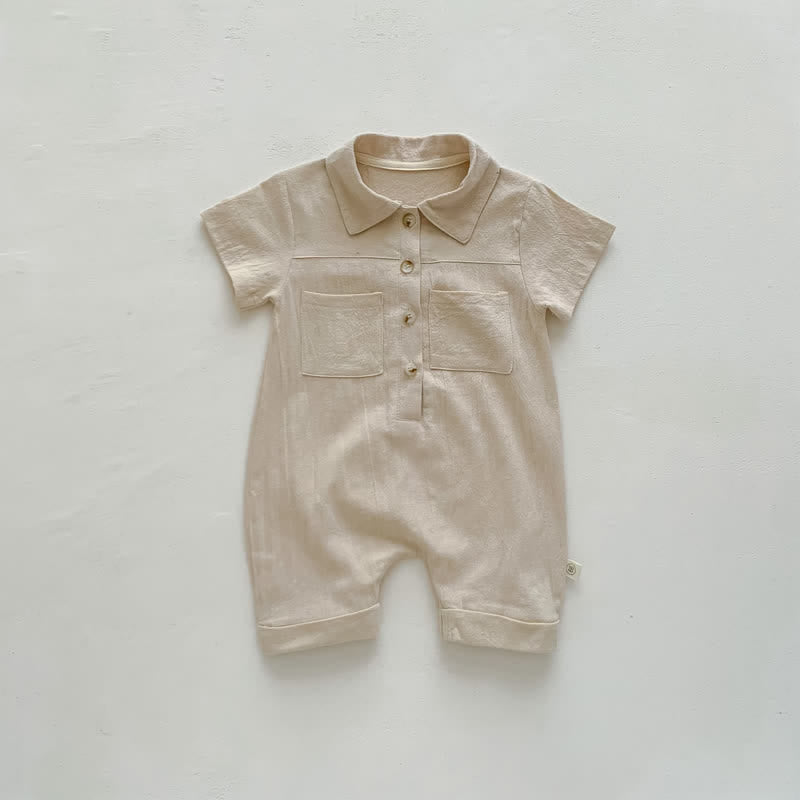 Baby Unisex Polo Collar Casual Romper