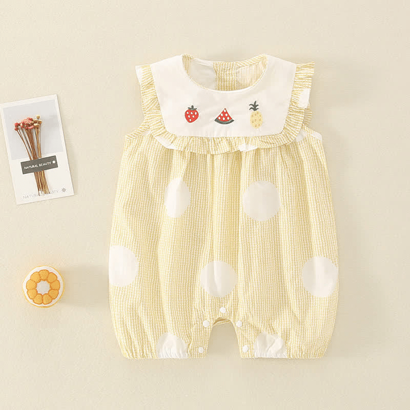 Baby Fruit Dot Plaid Sleeveless Romper