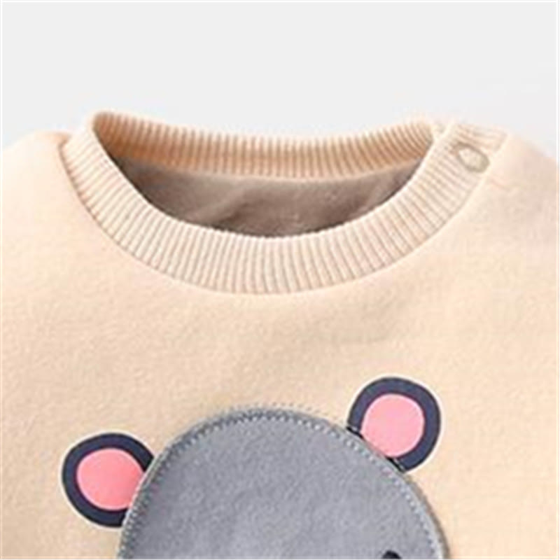 Baby Cartoon Koala Apricot Fleece Lined Sweatshirt