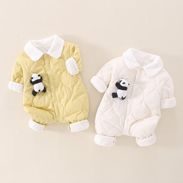 Baby Cute 3D Panda Quilted Lapels Romper