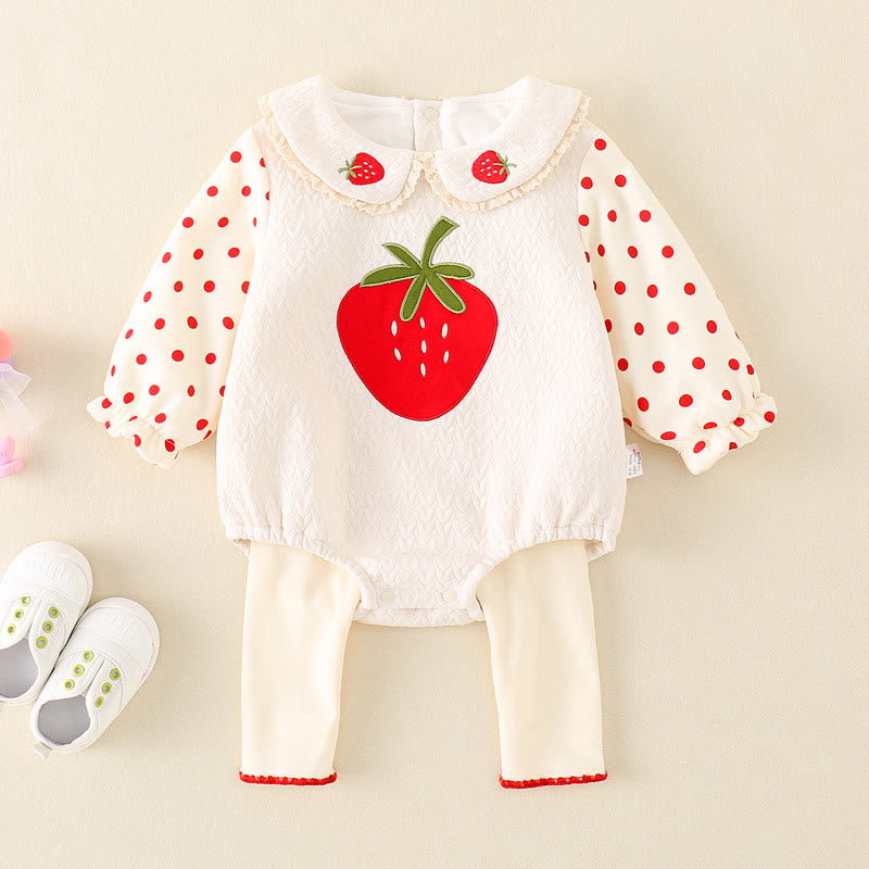 Baby Strawberry Dots Bodysuit Pants 2 Pieces Set