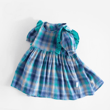 Toddler Girl Plaid Ruffled Collar Dress