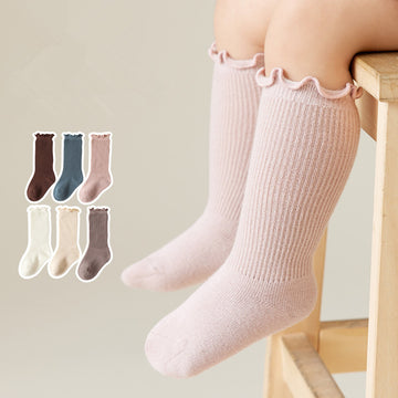 Baby Toddler Girl Stringy Selvedge Solid Color Socks