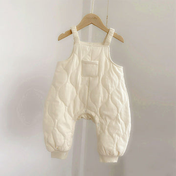 Baby Quilted Solid Color Overalls with Hat