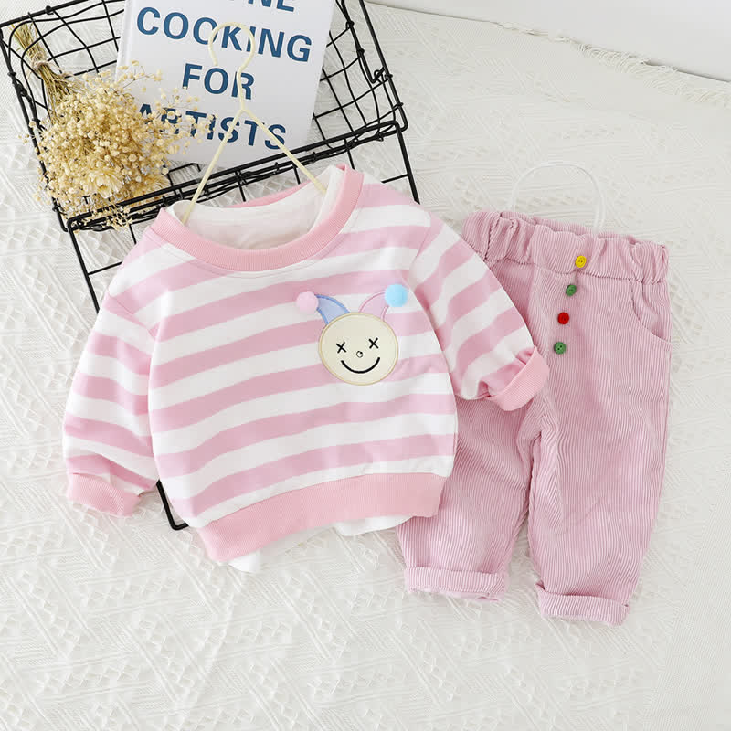 Baby Toddler Smiley Striped Sweatshirt and Pants Set