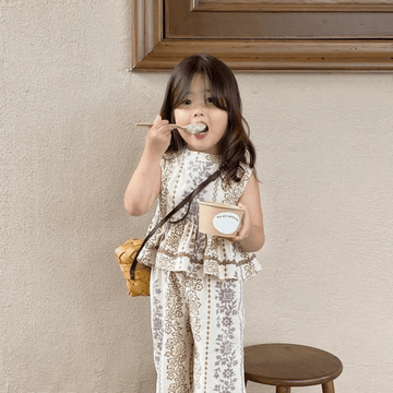 Toddler Girl Floral Chiffon Tee and Pants Set