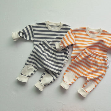 Baby Striped Loose Sweatshirt & Pants Set