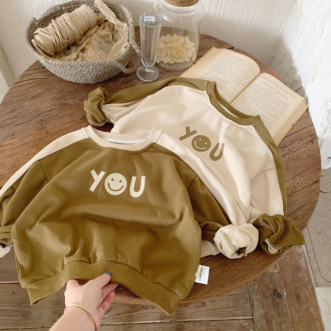 YOU Toddler Contrast Sleeves Smile Sweatshirt