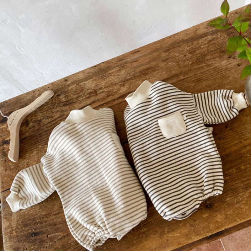 Baby Turtleneck Striped Loose Bodysuit