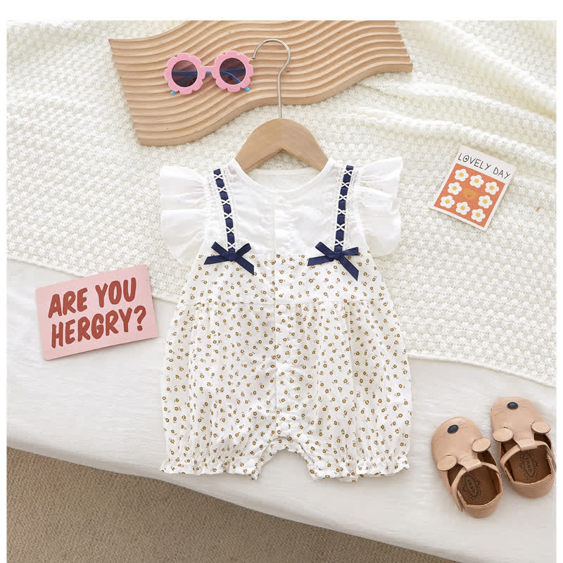 Baby Bowknot Flower Ruffled Romper