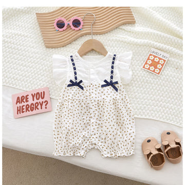 Baby Bowknot Flower Ruffled Romper