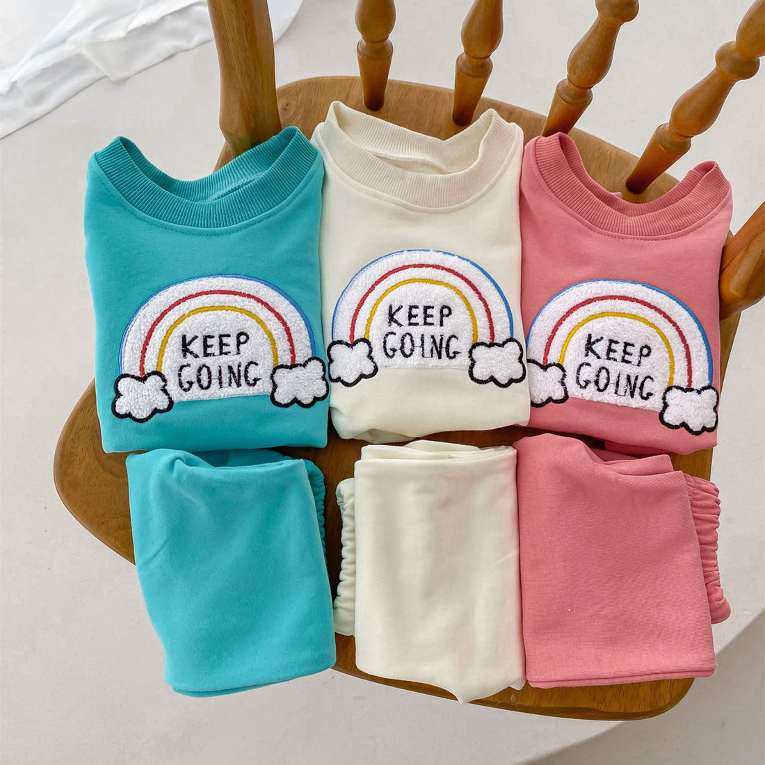 KEEP GOING Baby Rainbow Sweatsuit 2 Pieces Set