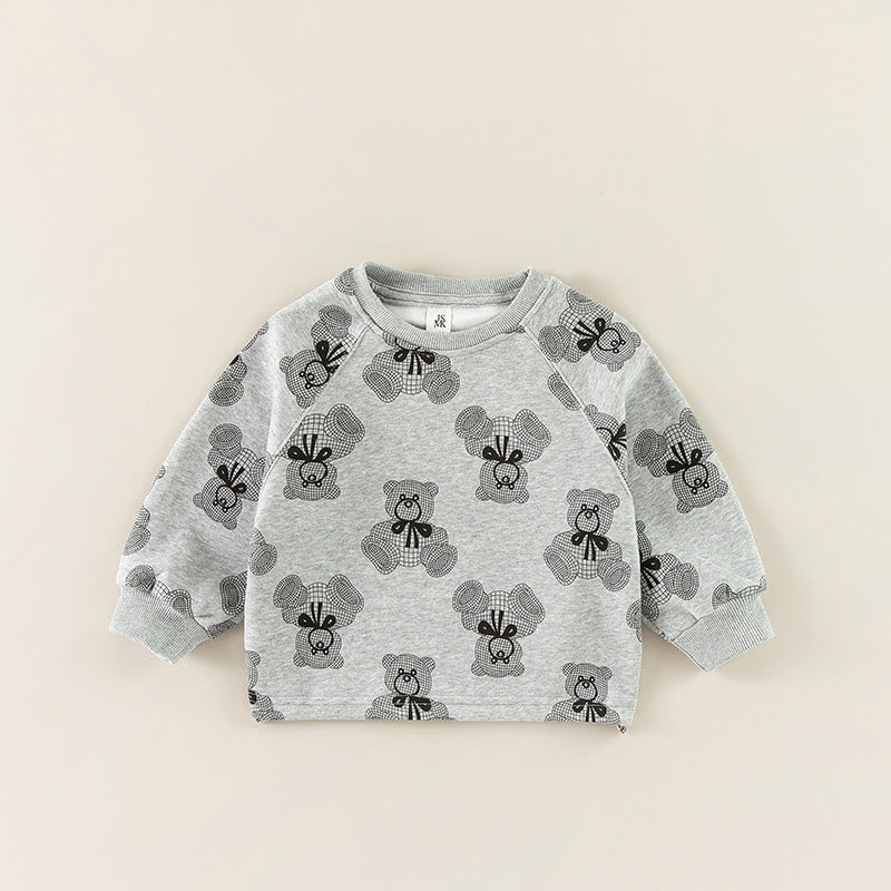 Toddler Bow Teddy Bear Casual Sweatshirt