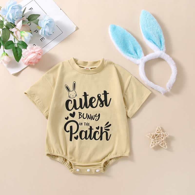 CUTEST BUNNY IN THE PATCH Baby Newborn Bodysuit with Headband