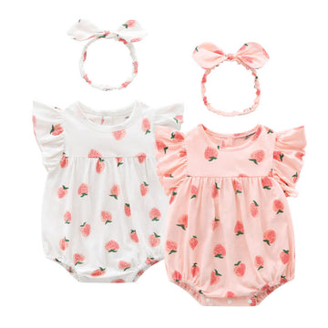 Baby Newborn Strawberry Ruffled Bodysuit