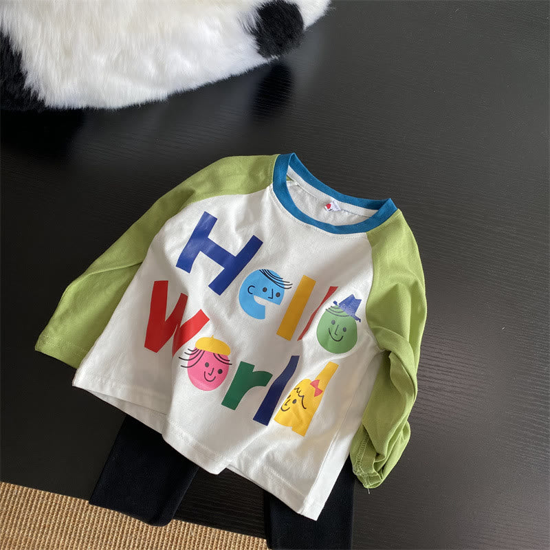 HELLO WORLD Toddler Girl Slogan Cartoon Sweatshirt