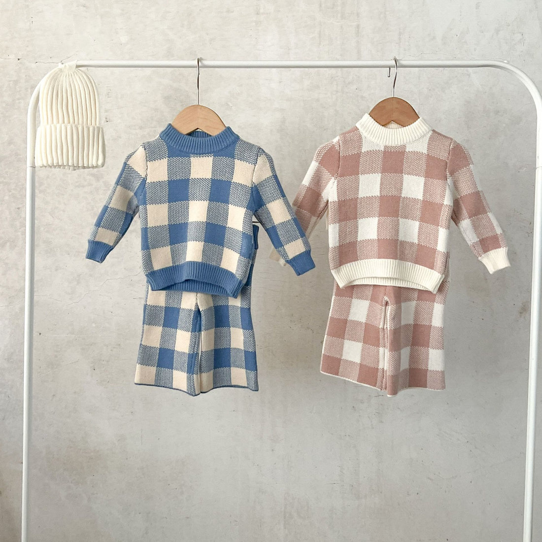 Baby Plaid Knitted Casual 2 Pieces Set