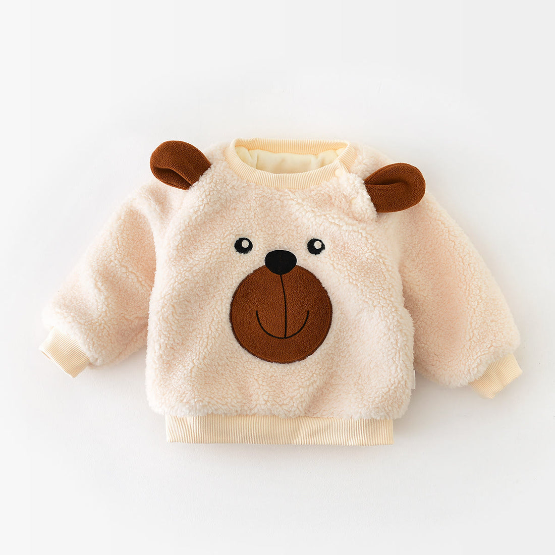 Baby Cartoon Bear Fleece 3D Ears Sweatshirt