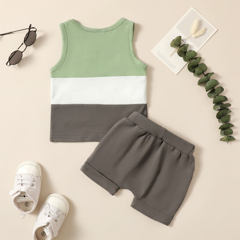 Baby Color Block Tank Top and Shorts Set