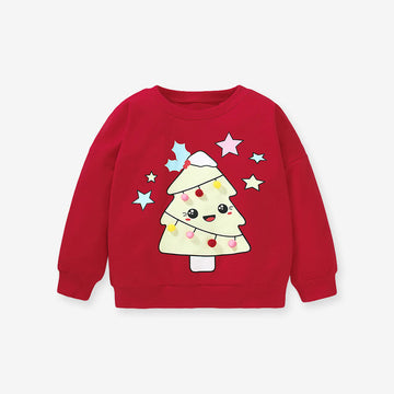 Toddler Girl Star Christmas Tree Casual Sweatshirt