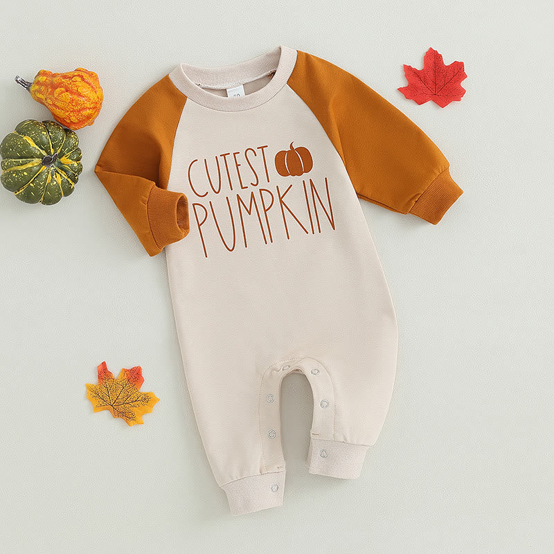 CUTEST PUMPKIN Baby Contrast Sleeves Romper