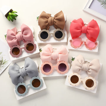 Baby Sunglasses and Bowknot Headband Set