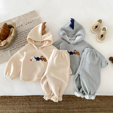 Baby Dinosaur Hooded Sweatsuit 2 Pieces Set