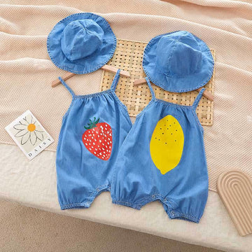 Baby Fruit Strap Overalls with Hat