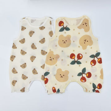 Baby Bear Cherry Sleeveless Romper