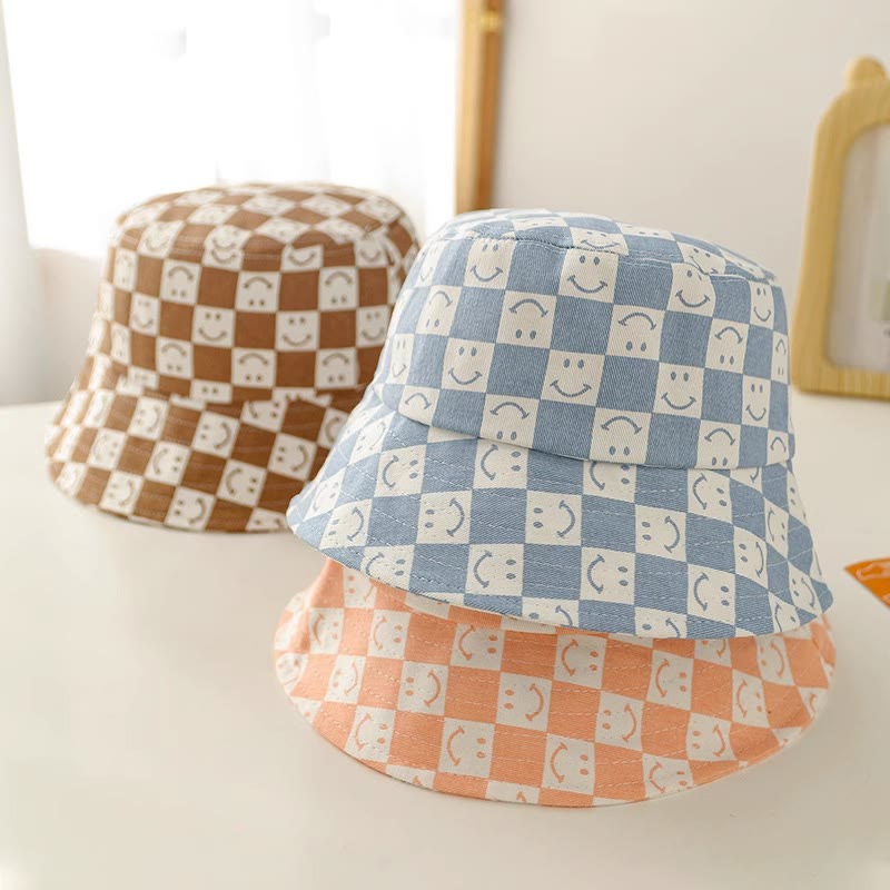 Baby Lovely Smile Plaid Sun Bucket Hat