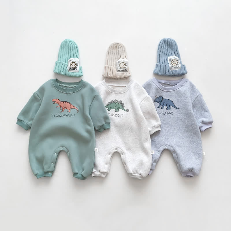 Baby Dinosaur Fleece Lined Casual Romper