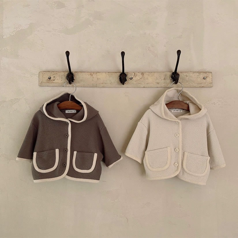 Toddler Earthy Color Hooded Button Pocket Coat