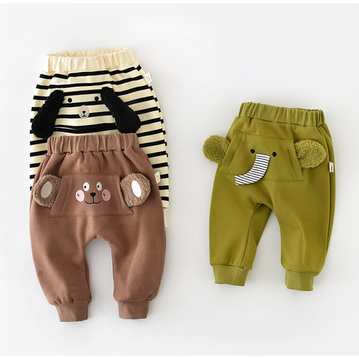 Baby Cartoon Animal Striped Casual Jogger Pants