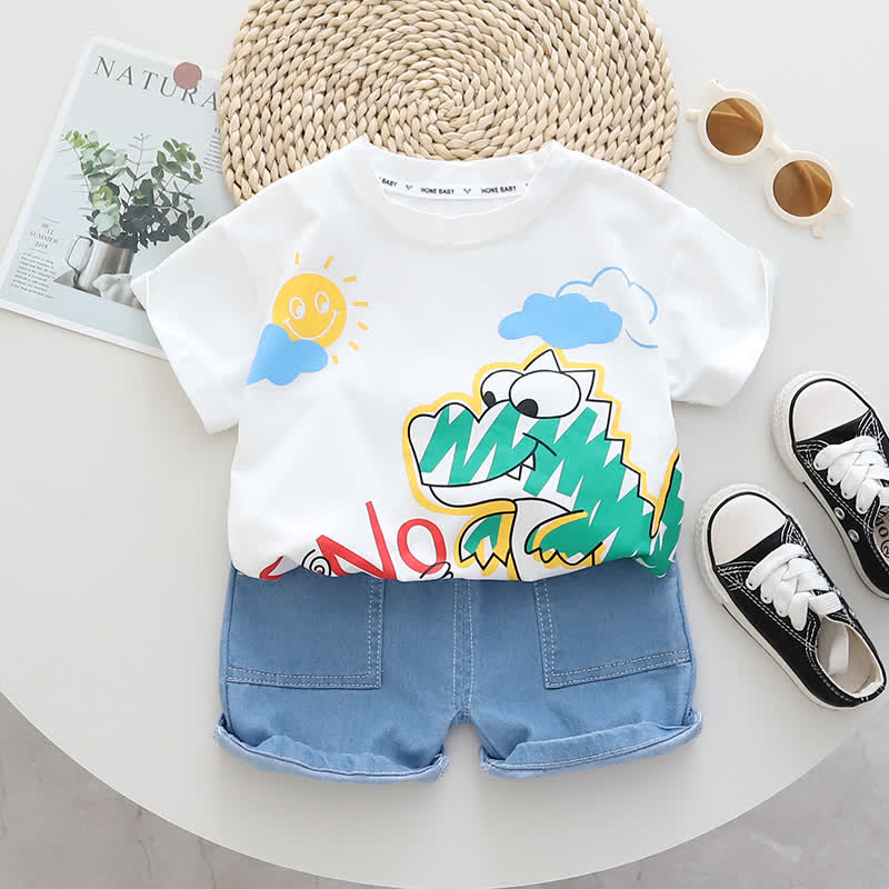 DINO Baby Toddler Tee and Denim Shorts Set